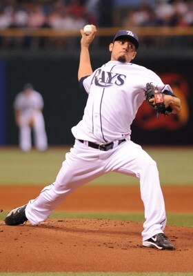 ST. PETERSBURG, FL - APRIL 30: Pitcher  Matt Garza  #22 of the the Tampa Bay Rays throws a pitch against the Boston Red Sox April 30, 2009 at Tropicana Field in St. Petersburg, Florida.  (Photo by Al Messerschmidt/Getty Images)