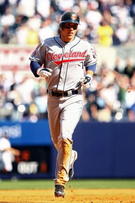 NEW YORK - APRIL 16:  Grady Sizemore #24 of the Cleveland Indians rounds the bases after hitting a grand slam during the seventh inning on opening day against the New York Yankees at the new Yankee Stadium on April 16, 2009 in the Bronx borough of New Yor