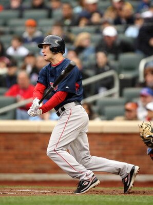 NEW YORK - APRIL 04:  Jason Bay #44 of the Boston Red Sox bats against the New York Mets on April 4, 2009 at Citi Field in the Flushing neighborhood of the Queens borough of New York City.  (Photo by Ezra Shaw/Getty Images)