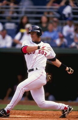 1 Mar 1998:  Infielder Nomar Garciaparra of the Boston Red Sox in action at the plate during the Red Sox 11-2 victory over the Minnesota Twins at the City of Palms Park in Fort Meyers, Florida.  Mandatory Credit: David Seelig  /Allsport