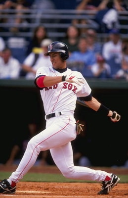 1 Mar 1998:  Infielder Nomar Garciaparra of the Boston Red Sox in action at the plate during the Red Sox 11-2 victory over the Minnesota Twins at the City of Palms Park in Fort Meyers, Florida.  Mandatory Credit: David Seelig  /Allsport