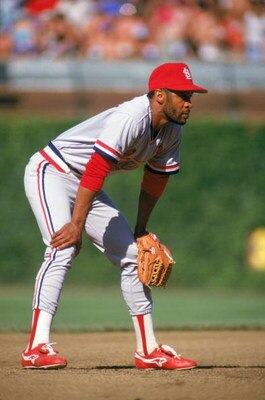 CHICAGO - 1987:  Ozzie Smith #1 of the St. Louis Cardinals readies for a play during a game with the Chicago Cubs in 1987 at Wrigley Field in Chicago, Illinois.  (Photo by Jonathan Daniel/Getty Images)      