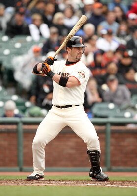 SAN FRANCISCO - MAY 02:  Aaron Rowand #33 of the San Francisco Giants bats during their game against the Colorado Rockies on May 2, 2009 at AT&T Park in San Francisco, California.  (Photo by Ezra Shaw/Getty Images)