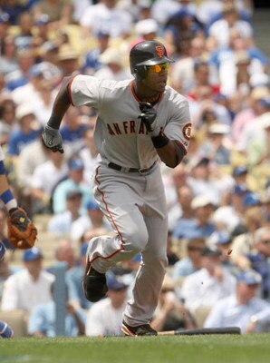 LOS ANGELES, CA - APRIL 13:  Fred Lewis #14 of the San Francisco Giants bats against the Los Angeles Dodgers on April 13, 2009 at Dodger Stadiium in Los Angeles, California.  The Dodgers won 11-1.  (Photo by Stephen Dunn/Getty Images)