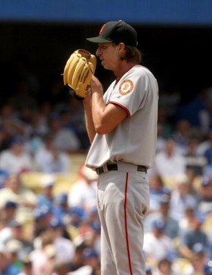 LOS ANGELES, CA - APRIL 13:  Pitcher Randy Johnson #51 of the San Francisco Giants sets to throw a pitch during the game with the Los Angeles Dodgers on April 13, 2009 at Dodger Stadiium in Los Angeles, California.  The Dodgers won 11-1.  (Photo by Stephe