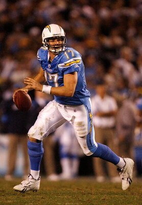 SAN DIEGO - JANUARY 03:  Philip Rivers #17 of the San Diego Chargers drops back to pass against the Indianapolis Colts during their AFC Wild Card Game on January 3, 2009 at Qualcomm Stadium in San Diego, California. The Chargers defeated the Colts 23-17 i