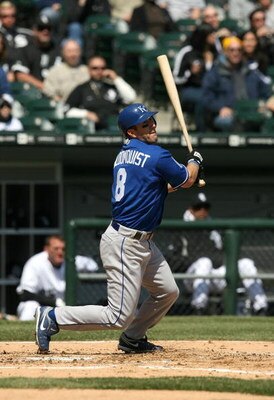 CHICAGO - APRIL 09:  Willie Bloomquist #8 of the Kansas City Roayls bats against the Chicago White Sox at U.S. Cellular Field on April 9, 2009 in Chicago, Illinois.The Royals won 2-1.  (Photo by Jonathan Daniel/Getty Images)