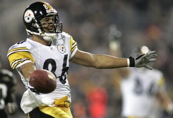 JACKSONVILLE, FL - DECEMBER 5:  Wide receiver Hines Ward #86 of the Pittsburgh Steelers celebrates during the game against the Jacksonville Jaguars at Alltel Stadium on December 5, 2004 in Jacksonville, Florida. Pittsburgh defeated Jacksonville 17-16. (Ph