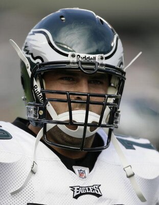 PHILADELPHIA - SEPTEMBER 21: Todd Herremans #79 of the Philadelphia Eagles watches pre-game warmups before their game against the Pittsburgh Steelers on September 21, 2008 at Lincoln Financial Field in Philadelphia, Pennsylvania. (Photo by Chris Gardner/G