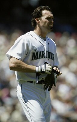 SEATTLE - JULY 3:  Scott Spiezio #23 of the Seattle Mariners looks on against the Texas Rangers during the game on July 3, 2005 at Safeco Field in Seattle, Washington. The Mariners defeteated the Rangers 2-1.  (Photo by Otto Greule Jr/Getty Images) 