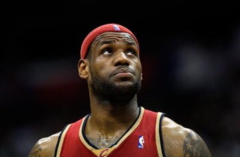 ATLANTA - MAY 09:  LeBron James #23 of the Cleveland Cavaliers looks up at the scoreboard against the Atlanta Hawks in Game Three of the Eastern Conference Semifinals during the 2009 NBA Playoffs at Philips Arena on May 9, 2009 in Atlanta, Georgia.  NOTE 