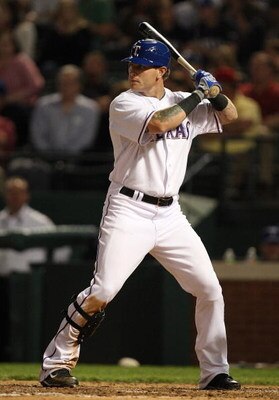 ARLINGTON, TX - APRIL 15:  Centerfielder Josh Hamilton of the the Texas Rangers at bat on April 15, 2009 at Rangers Ballpark in Arlington, Texas.  (Photo by Ronald Martinez/Getty Images)