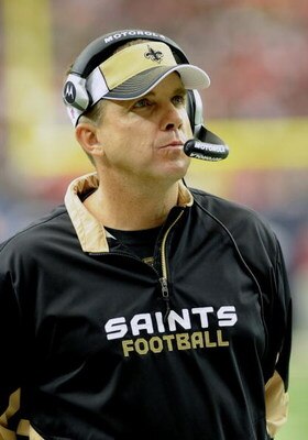 ATLANTA - NOVEMBER 9: Coach Sean Payton of the New Orleans Saints directs play against the Atlanta Falcons at the Georgia Dome on November 9, 2008 in Atlanta, Georgia.  (Photo by Al Messerschmidt/Getty Images) 
