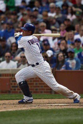 CHICAGO - MAY 2:  Kosuke Fukudome #1 of the Chicago Cubs bats against the Florida Marlins during the game on May 2, 2009 at Wrigley Field in Chicago, Illinois. (Photo by Jonathan Daniel/Getty Images) 