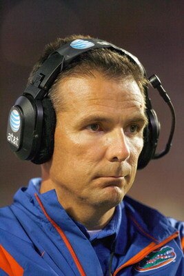 MIAMI - JANUARY 08:  Head coach Urban Meyer of the Florida Gators watches the action against the Oklahoma Sooners during the FedEx BCS National Championship Game at Dolphin Stadium on January 8, 2009 in Miami, Florida.  (Photo by Eliot J. Schechter/Getty 