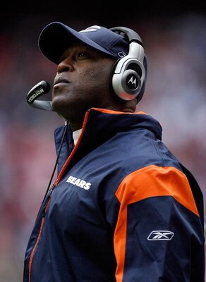HOUSTON - DECEMBER 28:  Head coach Lovie Smith of the Chicago Bears waits on the sidelines during a 31-24 loss to the Houston Texans ending any playoff hopes during the second half at the Reliant Stadium December 28, 2008 in Houston, Texas.  (Photo by Har