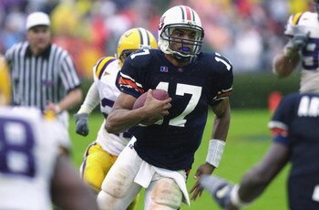 AUBURN, AL - OCTOBER 26:  Quarterback Jason Campbell #17 of Auburn goes for a long run against LSU in the second half of the SEC matchup on October 26, 2002 at Jordan-Hare Stadium in Auburn, Alabama.  Auburn defeated LSU 31-7.  (Photo by Erik S. Lesser/Ge