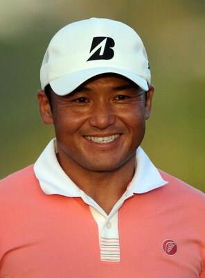 HONOLULU - JANUARY 15:  Shigeki Maruyama of Japan smiles on the 18th hole following the first round of the Sony Open at Waialae Country Club on January 15, 2009 in Honolulu, Hawaii.  (Photo by Sam Greenwood/Getty Images)