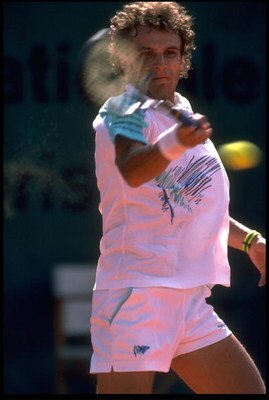 JUN 1988:  MATS WILANDER OF SWEDEN PLAYS A FOREHAND SHOT DURING A MATCH AT THE 1988 FRENCH OPEN PLAYED AT ROLAND GARROS IN PARIS.