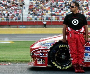 CONCORD, NC - MAY 21:  Juan Pablo Montoya stands next to the #42 Target Chevrolet on the grid during qualifying for the NASCAR Sprint Cup Series Coca-Cola 600 on May 21, 2009 at Lowe's Motor Speedway in Concord, North Carolina.  (Photo by Jason Smith/Gett