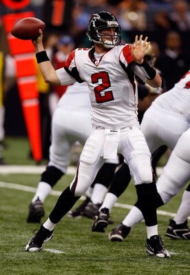 NEW ORLEANS - DECEMBER 07:  Quarterback Matt Ryan #2 of the Atlanta Falcons throws a pass against the New Orleans Saints on December 7, 2008 at the Superdome in New Orleans, Louisiana.   The Saints defeated the Falcons 29-25.  (Photo by Chris Graythen/Get