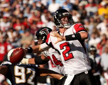 SAN DIEGO - NOVEMBER 30:  Quarterback Matt Ryan #2 of the Atlanta Falcons throws a pass against the San Diego Chargers on November 30, 2008 at Qualcomm Stadium in San Diego, California.  The Falcons won 22-16.  (Photo by Stephen Dunn/Getty Images)