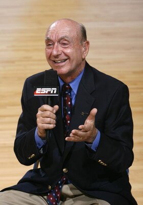 CHAPEL HILL, NC - FEBRUARY 06: ESPN sports commentator Dick Vitale reports before the game between the North Carolina Tar Heels and the Duke Blue Devils at the Dean E. Smith Center on February 6, 2008 in Chapel Hill, North Carolina. This will be Vitale's 