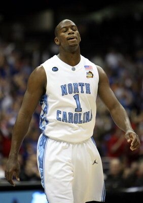 SAN ANTONIO - APRIL 05:  Marcus Ginyard #1 of the North Carolina Tar Heels walks back to the bench in the first half against the Kansas Jayhawks during the National Semifinal game of the NCAA Men's Final Four at the Alamodome on April 5, 2008 in San Anton