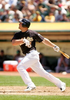 OAKLAND, CA - MAY 09:  Matt Holliday #5  of the Oakland Athletics bats against the Toronto Blue Jays on May 9, 2009 at the Oakland Coliseum in Oakland, California.  (Photo by Ezra Shaw/Getty Images)