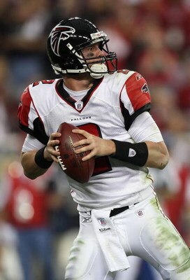 GLENDALE, AZ - JANUARY 03:  Quarterback Matt Ryan #2 of the Atlanta Falcons drops back to pass in the NFC Wild Card Game against the Arizona Cardinals on January 3, 2009 at University of Phoenix Stadium in Glendale, Arizona. The Cardinals defeated the Fal