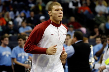 MEMPHIS, TN - MARCH 29: Blake Griffin #23 of the Oklahoma Sooners runs out to the court before taking on the North Carolina Tar Heels during the NCAA Men's Basketball Tournament South Regional Final at the FedExForum on March 29, 2009 in Memphis, Tenness