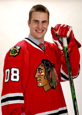 OTTAWA, ON - JUNE 20:  11th overall pick, Kyle Beach of the Chicago Blackhawks poses for a portrait after being selected in the 2008 NHL Entry Draft at Scotiabank Place on June 20, 2008 in Ottawa, Ontario, Canada.  (Photo by Andre Ringuette/Getty Images)
