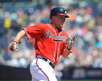 ATLANTA - APRIL 12: Infielder Chipper Jones #10 of the Atlanta Braves rounds third base to score against the Washington Nationals April 12, 2009 at Turner Field in Atlanta, Georgia.  (Photo by Al Messerschmidt/Getty Images)
