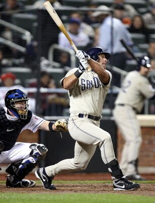NEW YORK - APRIL 15:  Brian Giles of the San Diego Padres bats against the New York Mets on April 15, 2009 at Citi Field in the Flushing neighborhood of the Queens borough of New York City.  (Photo by Ezra Shaw/Getty Images)