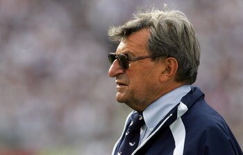 STATE COLLEGE, PA - SEPTEMBER 06:  Head coach Joe Paterno of the Penn State Nittany Lions during play against the Oregon State Beavers at Beaver Stadium on September 6, 2008 in State College, Pennsylvania.  (Photo by Ronald Martinez/Getty Images)