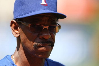 OAKLAND, CA - MAY 7: Manager Ron Washington #38 of the Texas Rangers looks on during a Major League Baseball game against the Oakland Athletics at the Oakland Coliseum May 7, 2009 in Oakland, California. (Photo by Jed Jacobsohn/Getty Images)
