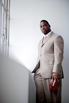 NEW YORK - MARCH 11:  (EDITORS NOTE: IMAGES HAVE BEEN RETOUCHED)  Justin Tuck of the New York Giants poses for a portrait on March 11, 2009 in New York City, New York.  (Photo by Nick Laham/Getty Images)