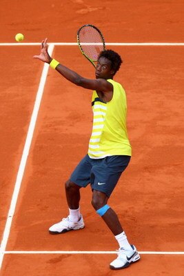 PARIS - MAY 26:  Gael Monfils of France eyes the ball during his Men's Singles First Round match against Bobby Reynolds of USA on day three of the French Open at Roland Garros on May 26, 2009 in Paris, France.  (Photo by Ryan Pierse/Getty Images)