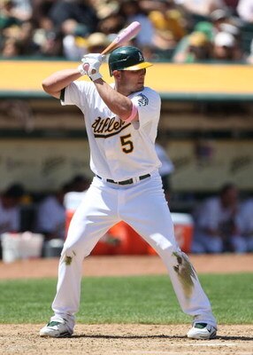 OAKLAND, CA - MAY 10:  Matt Holliday #5 of the Oakland Athletics bats against the Toronto Blue Jays during a Major League Baseball game on May 10, 2009 at the Oakland Coliseum in Oakland, California.  (Photo by Jed Jacobsohn/Getty Images)