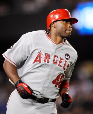 LOS ANGELES, CA - MAY 23:  Torii Hunter #48 of the Los Angeles Angels of Anaheim runs the bases after hitting a three-run home run off pitcher Randy Wolf of the Los Angeles Dodgers during the fifth inning of the baseball game at Dodger Stadium on May 23, 