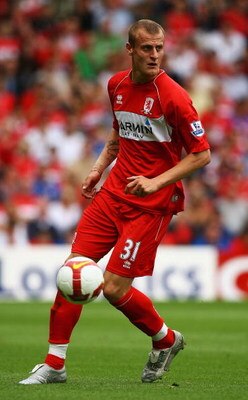 MIDDLESBROUGH, UNITED KINGDOM - AUGUST 16:  David Wheater of Middlesbrough in action during the Barclays Premier League match bewteen Middlesbrough and Tottenham Hotspur at the Riverside Stadium on August 16, 2008 in Middlesbrough, England.  (Photo by Mat