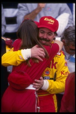 17 Feb 1991:  Ernie Irvan celebrates after winning the NASCAR Daytona 500 at Daytona International Speedway in Daytona Beach, Florida. Mandatory Credit: Jim Gund  /Allsport