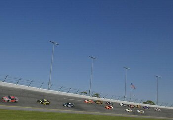17 Feb 2002:  Sterling Marlin leads the pack through Turn 4 during the 44th NASCAR Winston Cup Series Daytona 500 at the Daytona International Speedway, Daytona, Florida. DIGITAL IMAGE Mandatory Credit: Darrell Ingham/Getty Images