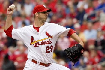 ST. LOUIS - APRIL 9:  Starting pitcher Chris Carpenter #29 of the St. Louis Cardinals throws against the Pittsburgh Pirates on April 9, 2009 at Busch Stadium in St. Louis, Missouri. The Cardinals beat the Pirates 2-1.  (Dilip Vishwanat/Getty Images)
