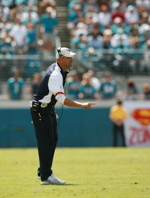 JACKSONVILLE, FL - OCTOBER 14:  Defensive backs coach Jon Hoke of the Houston Texans yells out instructions while taking on the Jacksonville Jaguars at Jacksonville Municipal Stadium on October 14, 2007 in Jacksonville, Florida. The Jaguars defeated the T