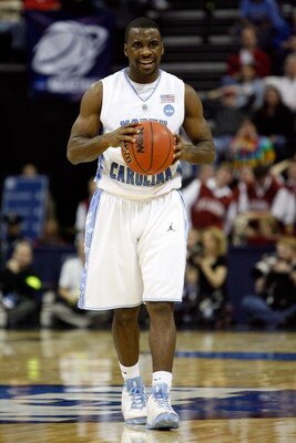 MEMPHIS, TN - MARCH 29:  Ty Lawson #5 of the North Carolina Tar Heels reacts as he holds the ball in the second half against the Oklahoma Sooners during the NCAA Men's Basketball Tournament South Regional Final at the FedExForum on March 29, 2009 in Memph