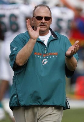 MIAMI - JANUARY 04:  Head coach Tony Sparano of the Miami Dolphins looks on during warm ups prior to playing the Baltimore Ravens in a AFC Wild Card game on January 4, 2009 at Dolphin Stadium in Miami, Florida.  (Photo by Gregory Shamus/Getty Images)