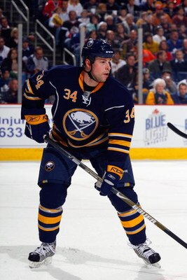 BUFFALO, NY - MARCH 27:  Chris Butler #34 of the Buffalo Sabres skates against the Toronto Maple Leafs on March 27, 2009 at HSBC Arena in Buffalo, New York. (Photo by Rick Stewart/Getty Images)