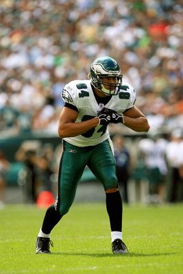 PHILADELPHIA - SEPTEMBER 17:  Wide receiver Hank Baskett #84 of the Philadelphia Eagles lines up for a play during the game against the New York Giants at Lincoln Financial Field on September 17, 2006  in Philadelphia, Pennsylvania. The Giants defeated th