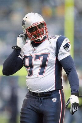SEATTLE - DECEMBER 07:  Jarvis Green #97 of the New England Patriots warms-up on the field before the game against the Seattle Seahawks on December 7, 2008 at Qwest Field in Seattle, Washington. The Patriots defeated the Seahawks 24-21. (Photo by Otto Gre